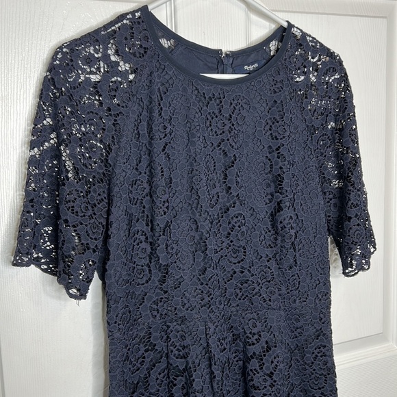 Madewell Womens Magnolia Lace Dress Size 8 Navy Blue Wedding Guest Classic Beach - Picture 5 of 9